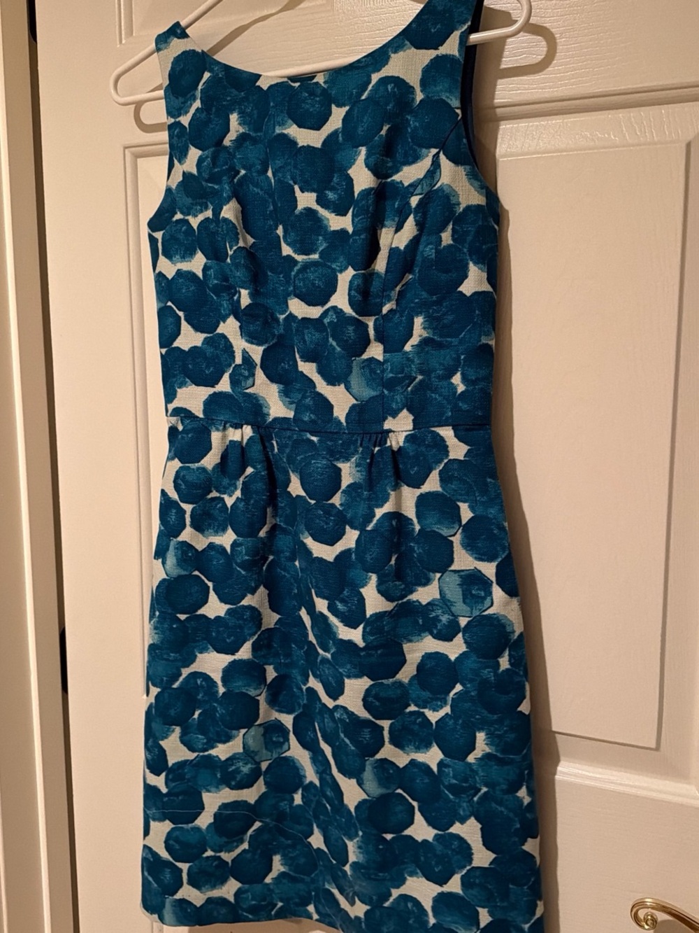 Anthropologie Teal and White Floral Print Sleeveless Dress